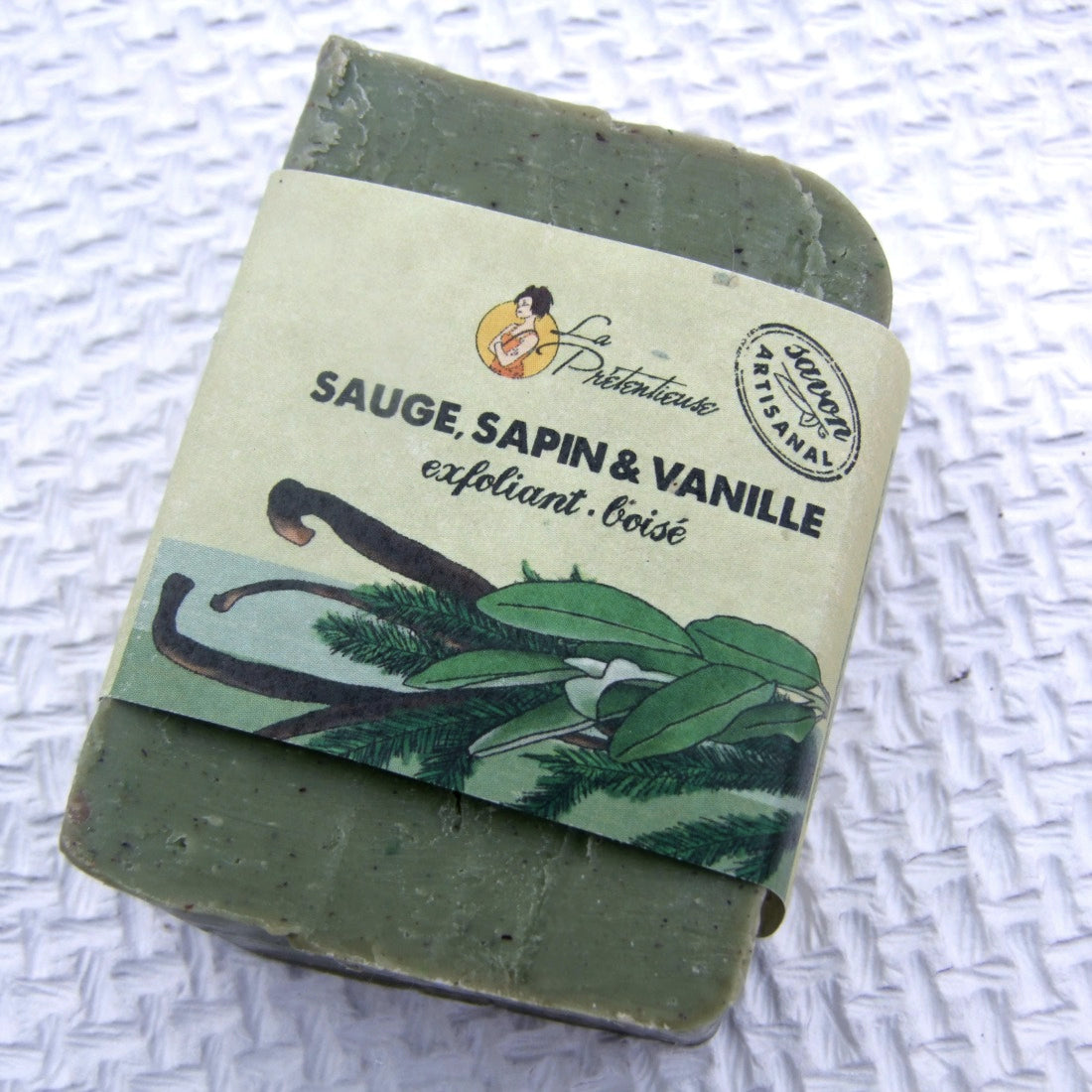 Savon exfoliant boisé - Sapin, sauge et vanille - La Prétentieuse - 110g